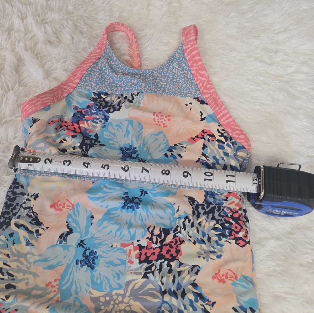 Athleta Girls Floral Tankini Set in Blue, Pink, Peach - Picture 5 of 6
